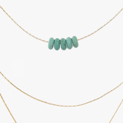 turquoise acrylic beads - thin gold chain - women's necklaces