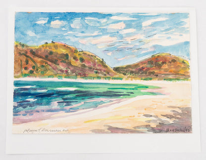 Watercolor of Playa Flamenco, Puerto Rico - Landscape by Maine Artist Elena Jahn