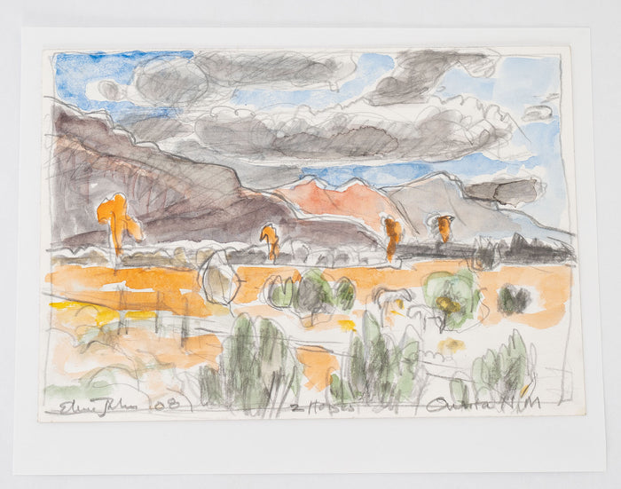 Watercolor of Questa, New Mexico Landscape by Maine Artist Elena Jahn