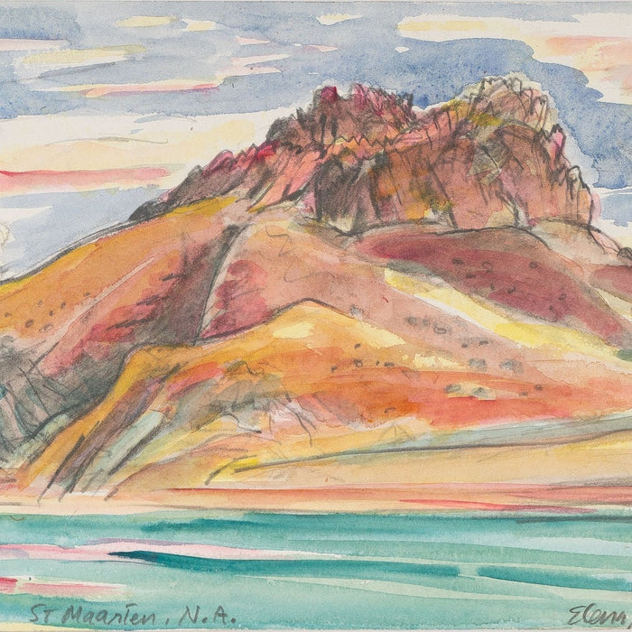 Watercolor of St. Maarten Landscape