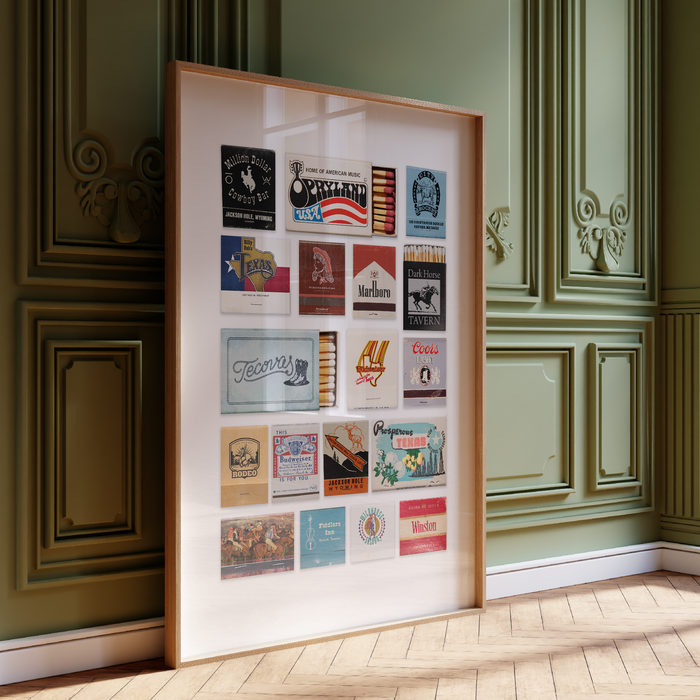 Western Matchbook Collage Poster w/Frame Options [Online Only]