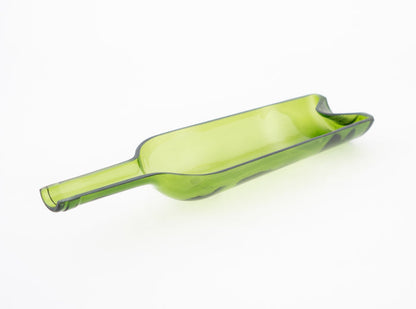 wine bottle serving dish in green - vertical cut wine bottle - kitchen ware - household goods